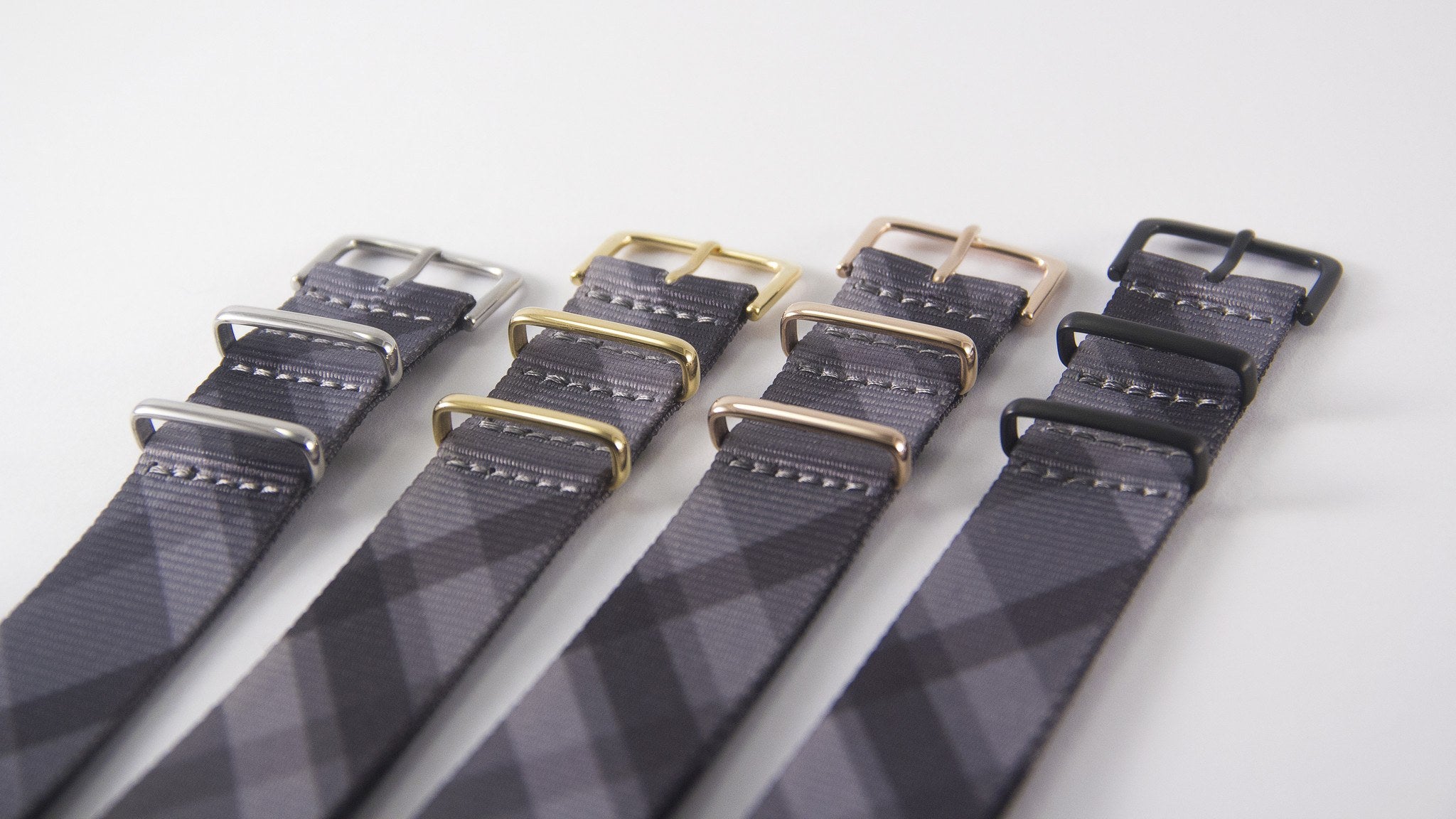 mono plaid with silver/gold/rose gold/black buckles