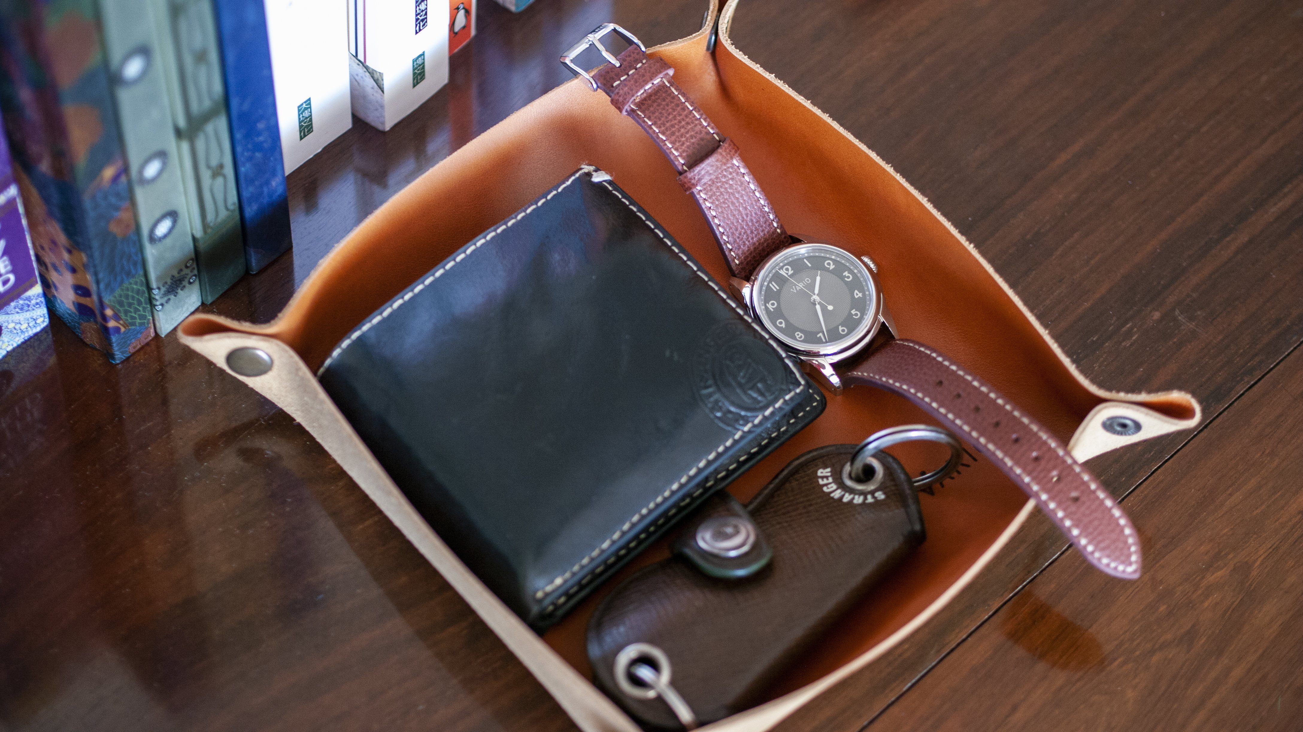 Belarusian Caramel Brown Leather Valet Tray (Certified Watch Geek) for Watch, Keys, Accessories