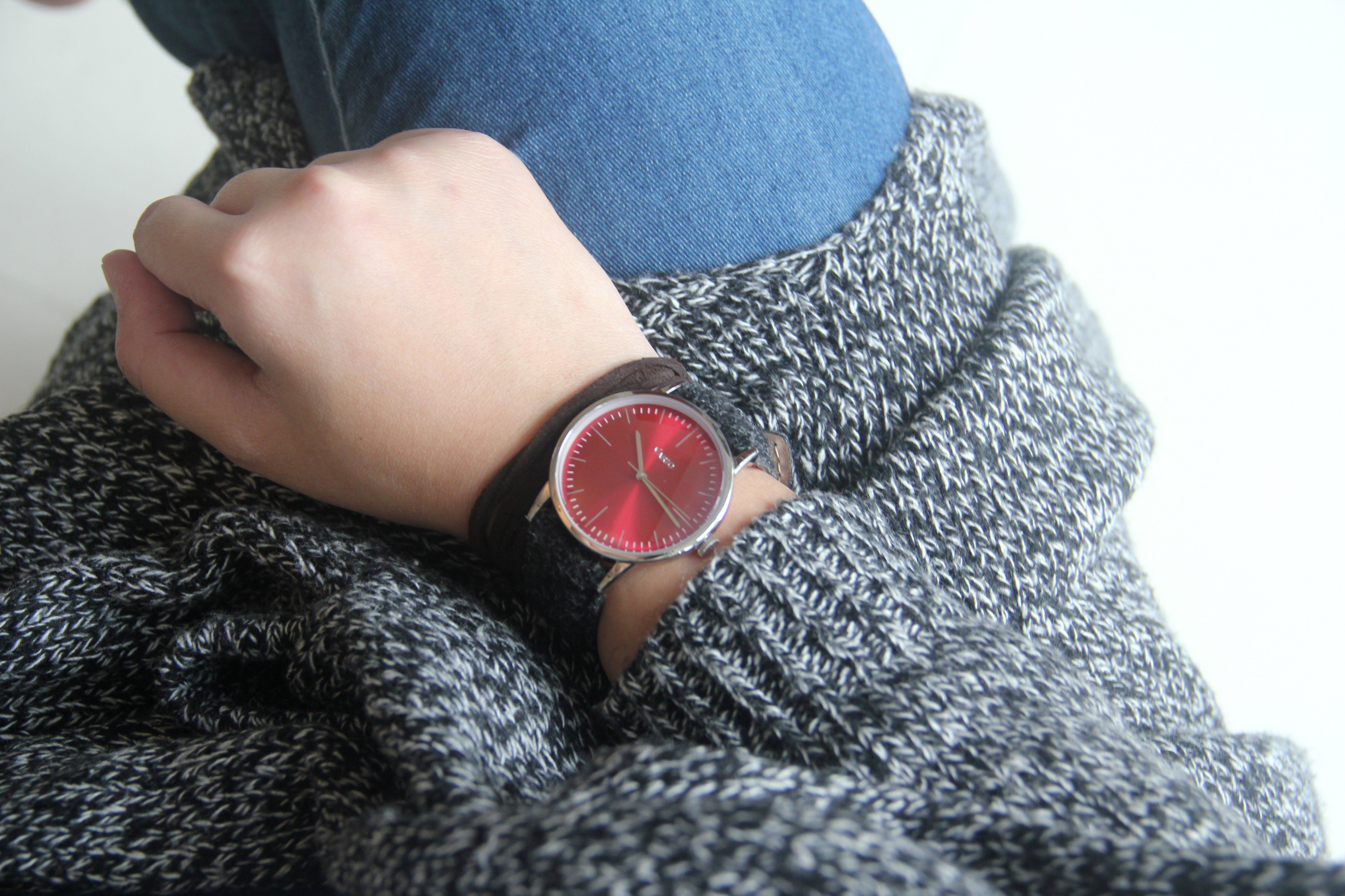 eclipse red dress watch 38mm on wrist